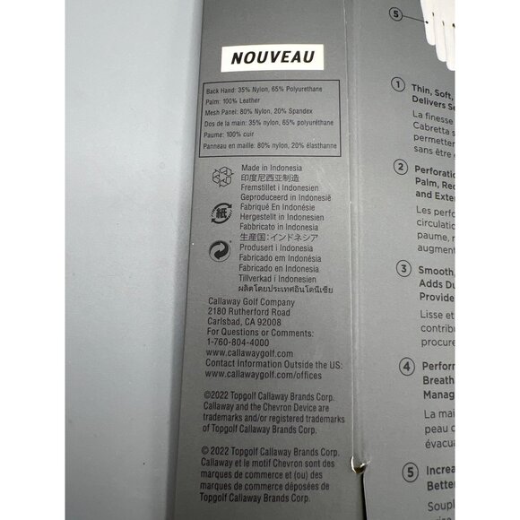 Callaway Cadet M Mens Left X-Tech Golf Glove - Picture 5 of 9